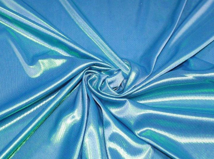 blue stretch foil fabric 