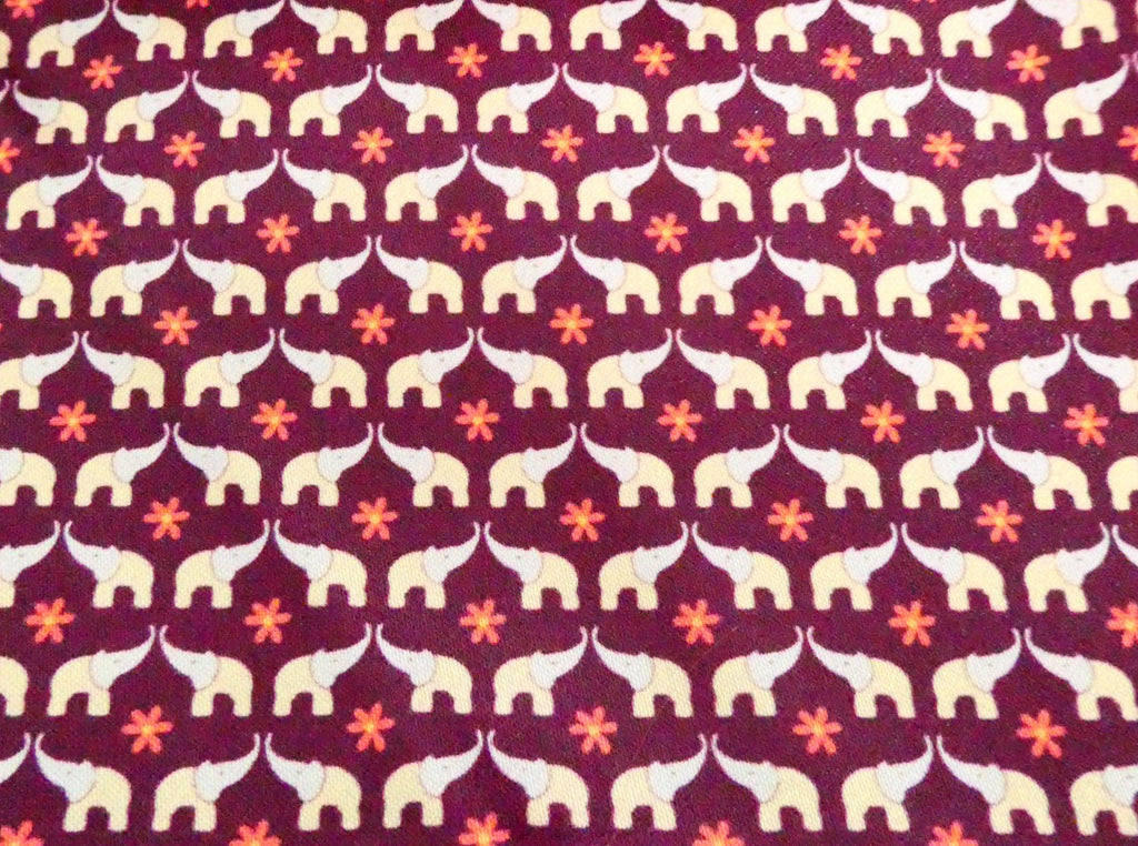 small elephants satin fabric