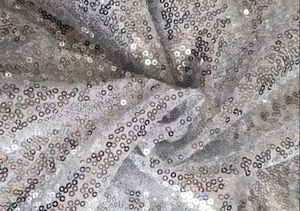 silver sequin dress fabric 