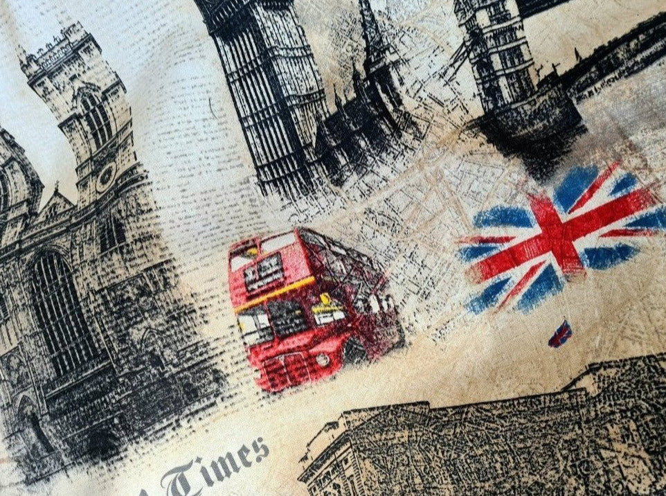london themed canvas fabric 