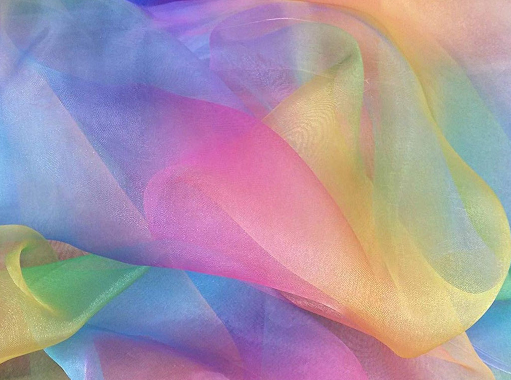 rainbow organza fabric uk