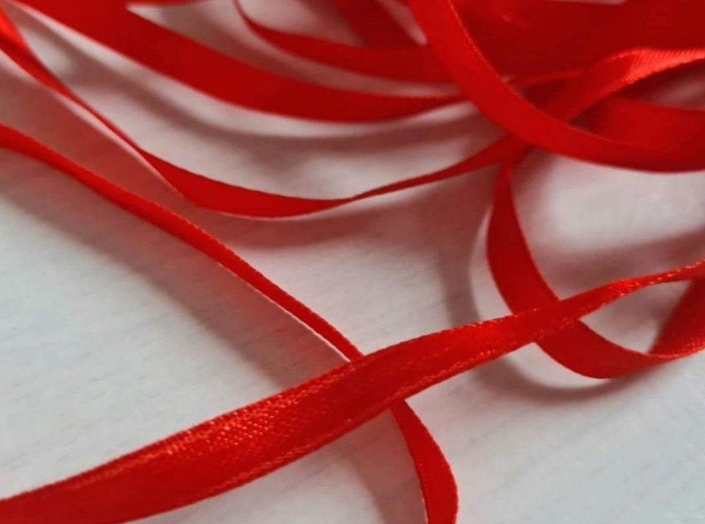 red satin ribbons uk