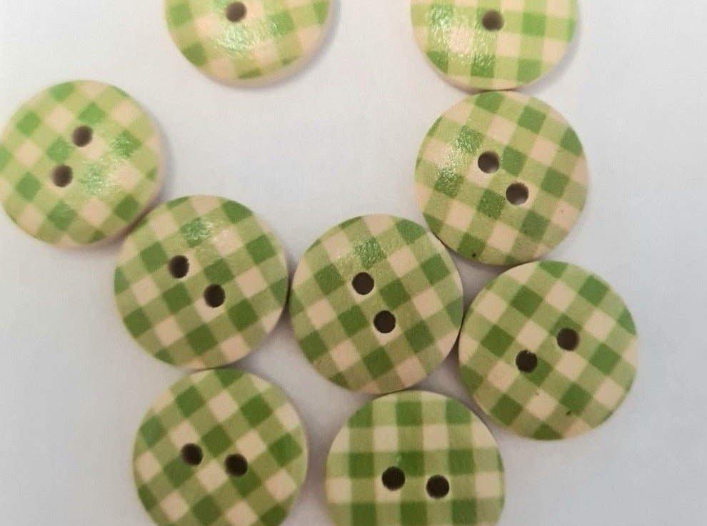green plaid buttons