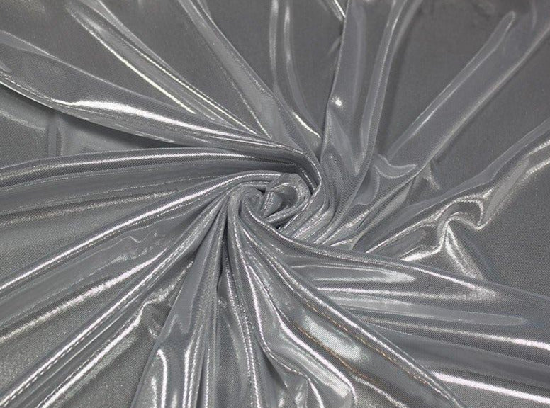 silver lycra foil fabric uk
