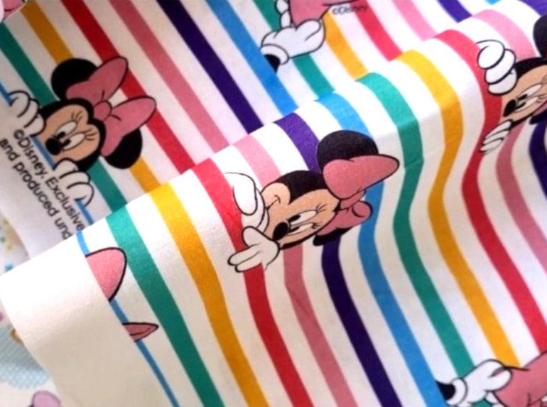 minnie mouse rainbow cotton fabric 