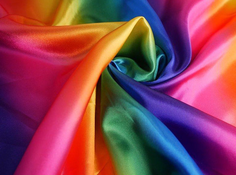 rainbow satin fabric uk